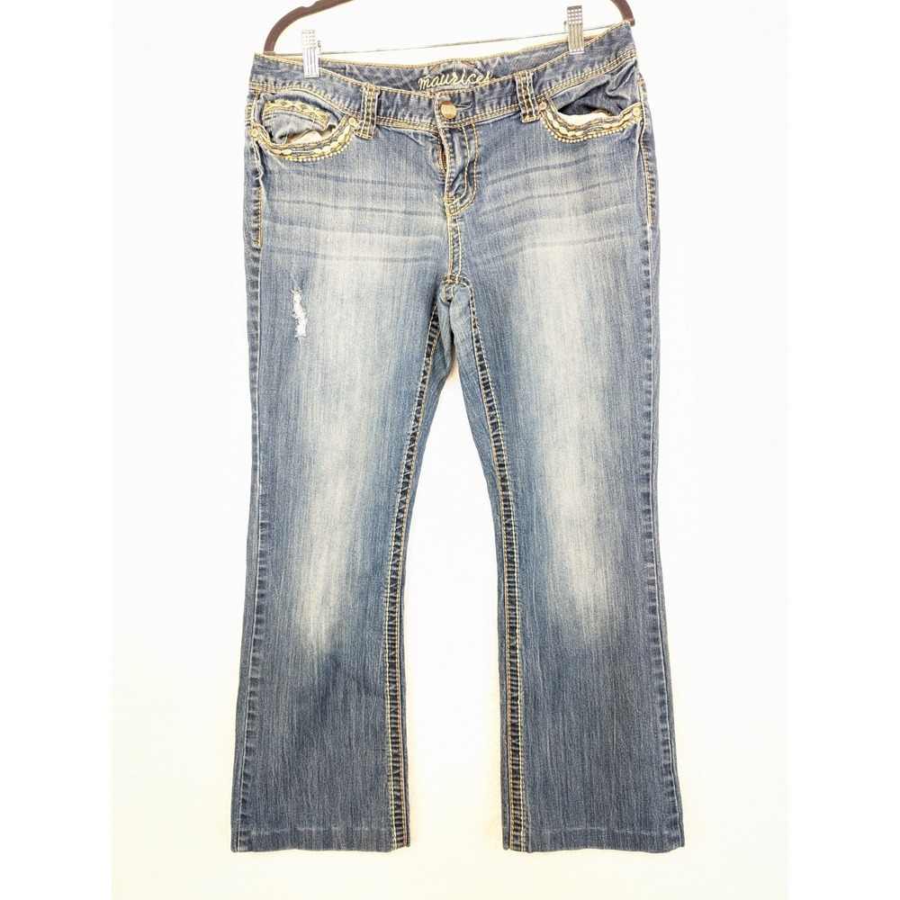 Maurices‎ Pants Women 11 Blue Denim Jeans Bootcut Mid Rise Western Light Wash